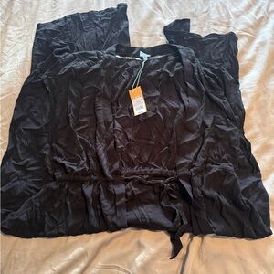 Kara Sol Black Swim Cover-Up Tie Front L/XL (12–18) NWT
